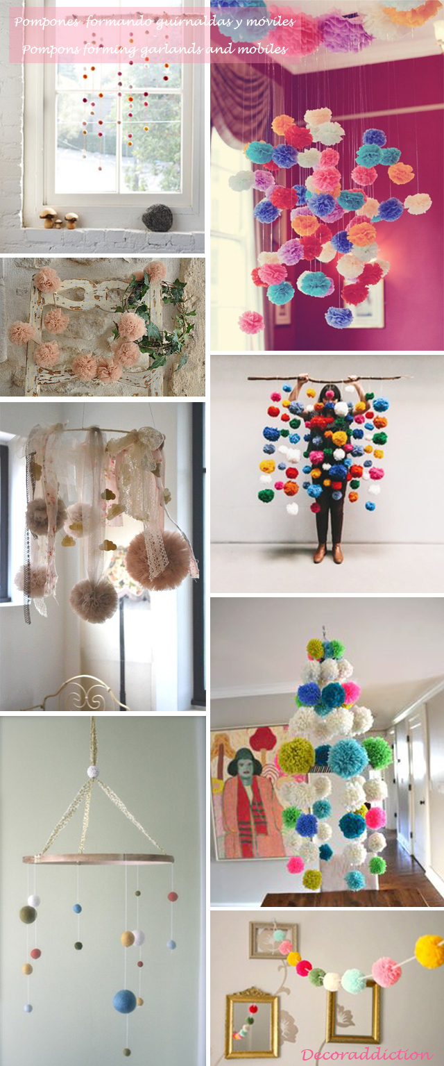 Idea low cost & DIY - Decora con pompones - Decorate with pompons_móviles y guirnaldas
